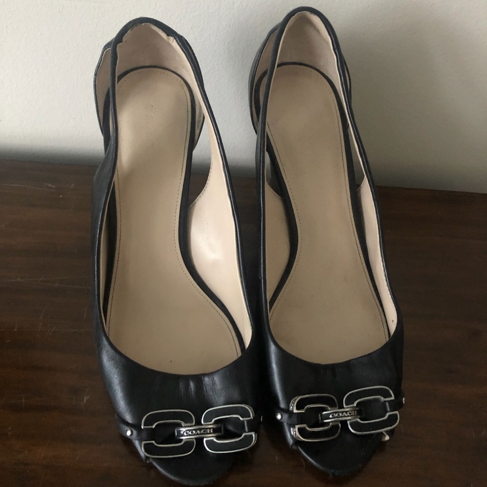 COACH peep toe wedges. Size 8